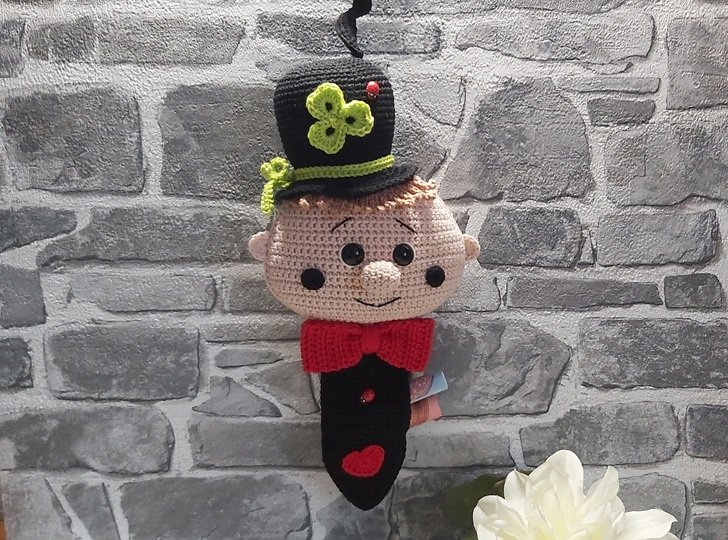 Häkelanleitung "Schornsteinfeger-Köpfchen" (Glücksbote, Geld/Gutscheinbote)