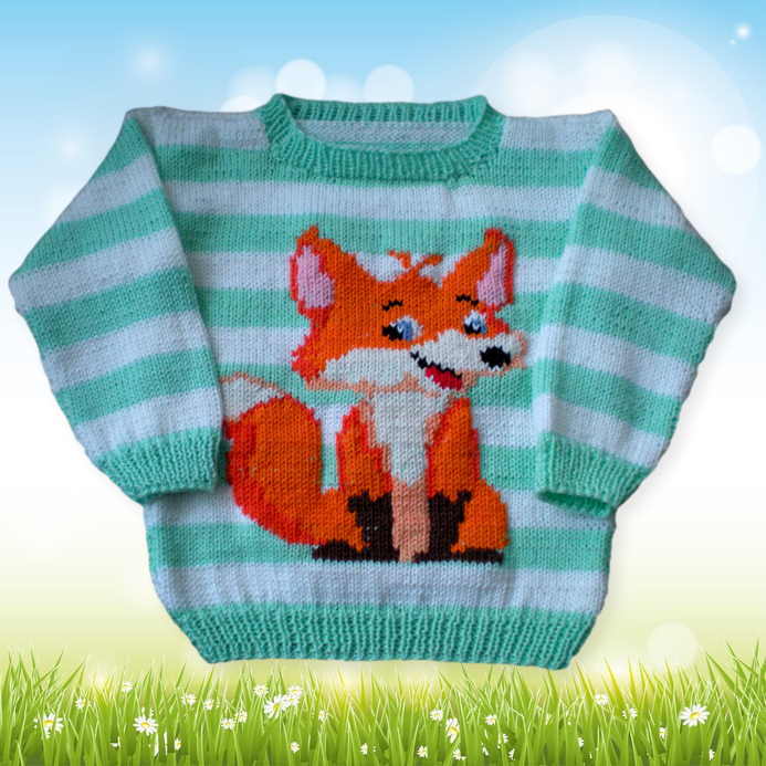 Strickanleitung Pullover Fuchs in 2 Größen