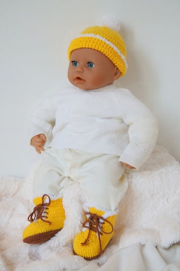 Häkelanleitung Babyschuhe: Babystiefel “Wintersonne“ - für den Winter