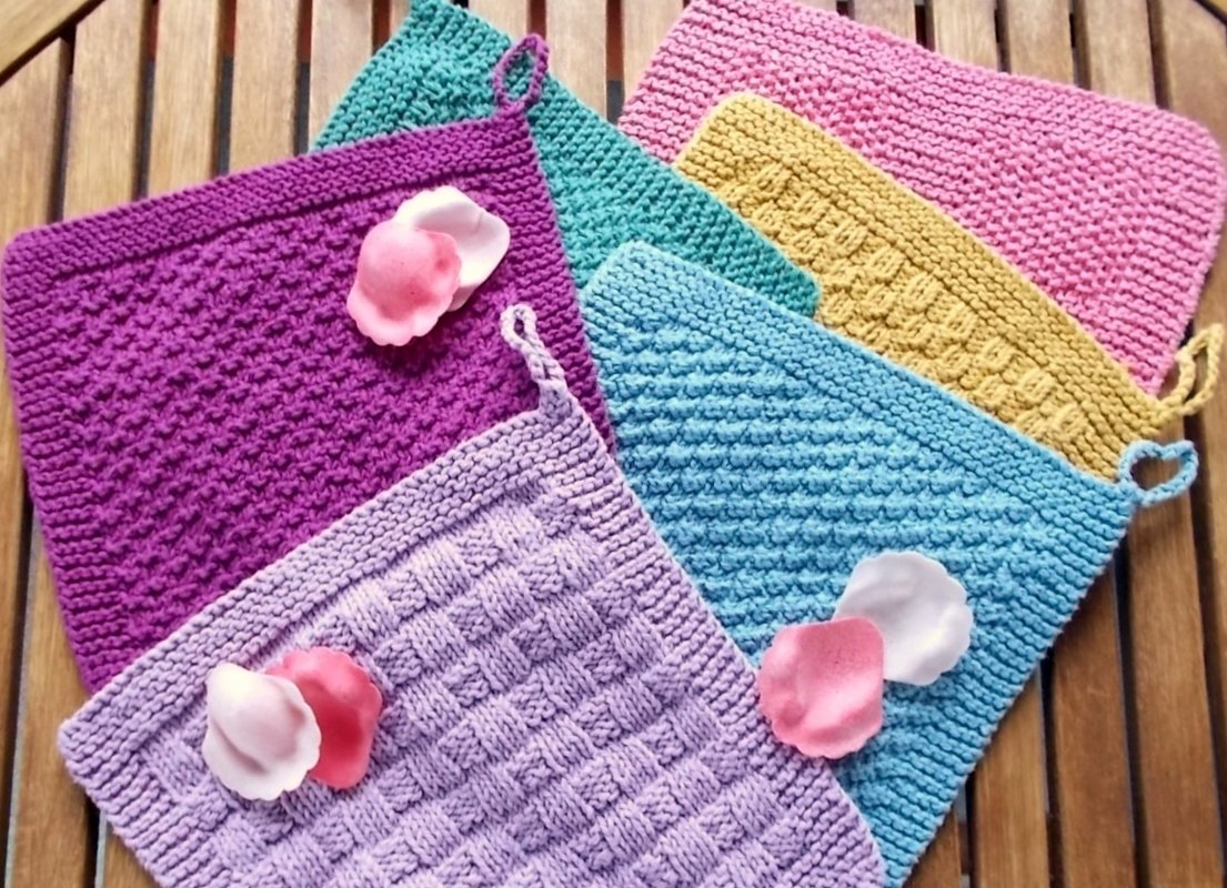 Spültücher und Waschlappen verschiedene Muster - einfache Strickanleitung