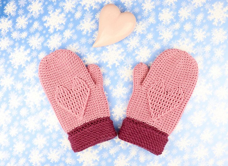 Handschuhe mit dem Herz für Erw./Kinder (stricklook, 2 Var.)
