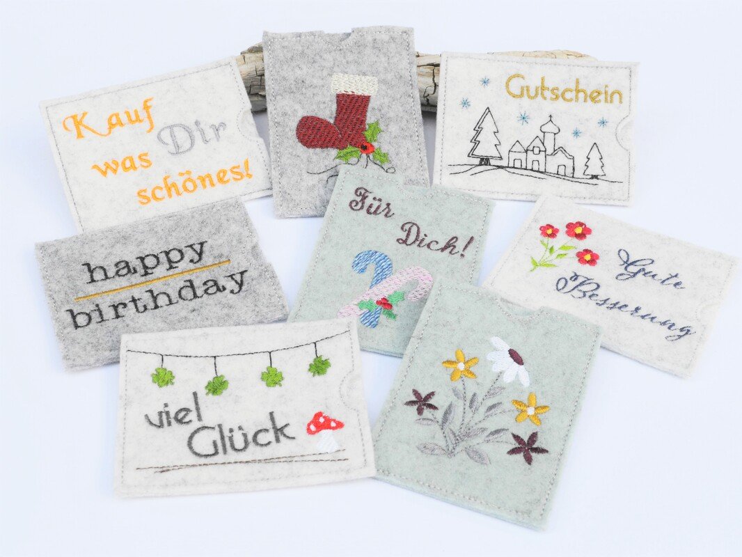 Stickdatei Gutscheinhüllen SET