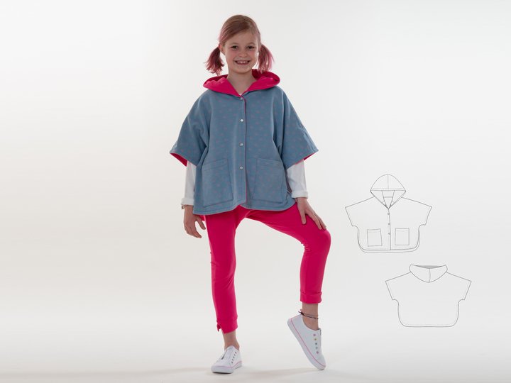 Schnittmuster Kinderponcho PAULA – Anleitung Datei Gr. 92/98–140/146