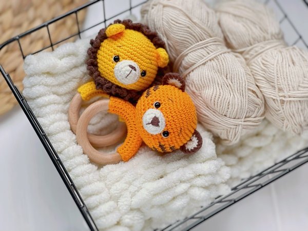 Crochet pattern Baby rattle Tiger PDF