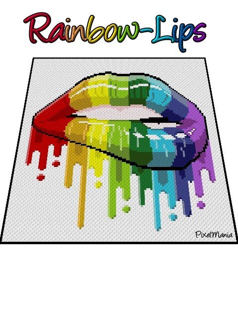 RAINBOW LIPS - pattern for c2c crochet blanket