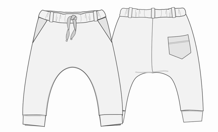 Children harem pants, sweatpants DADO pattern pdf.