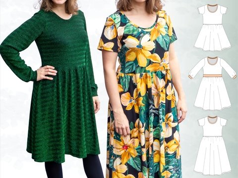 Kyara – Jerseykleid mit Kräuselrock, Taillenband & Bischofärmeln BU 80-116