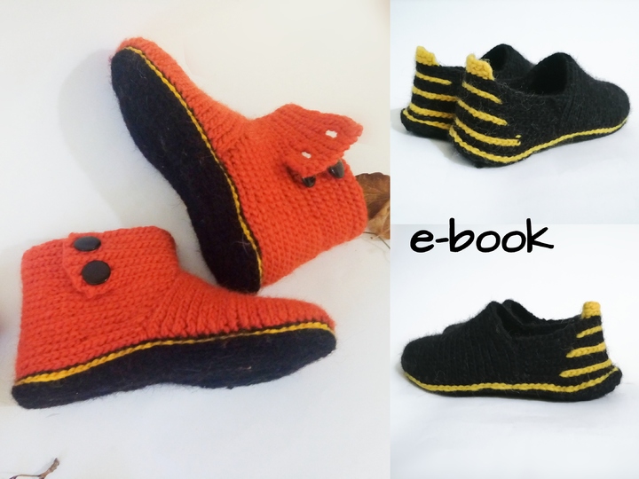 Slippers sneakers and boots. Crochet pattern