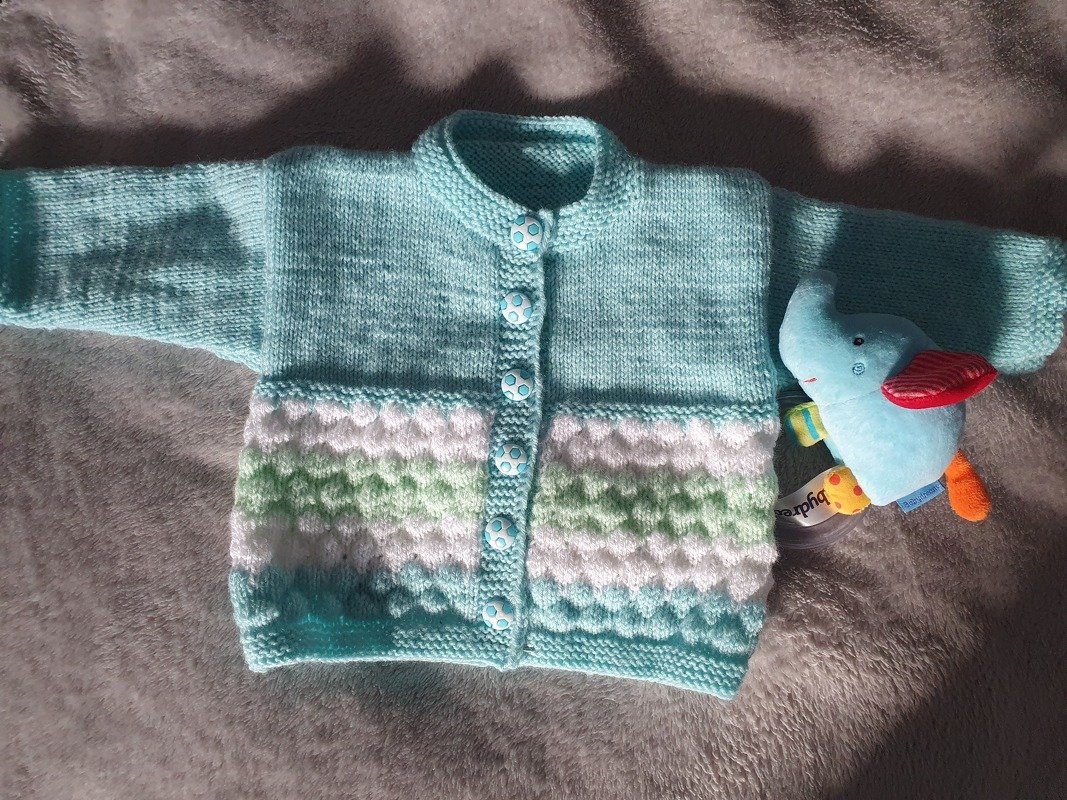 Strickanleitung Babyjacke im Bubblemuster Größe 74/80! - Bild 4