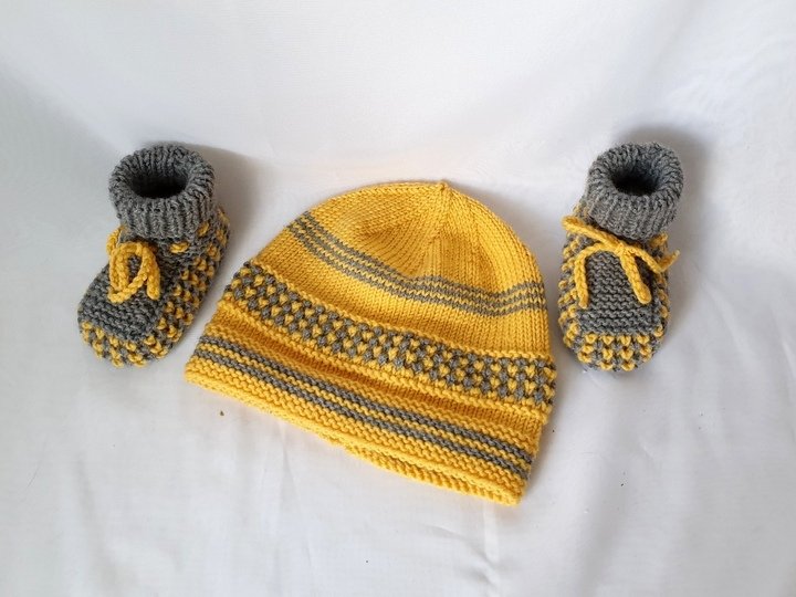 Strickanleitung Babyset Mütze und Booties, ca. 8 - 12 Monate unisex  #294