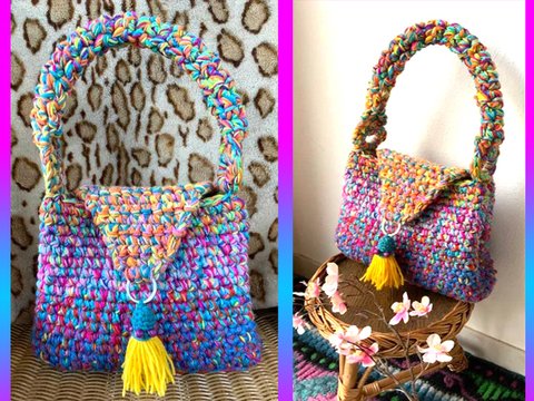 Süße Handtasche aus Wolleresten