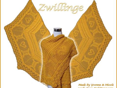 Häkelanleitung Mehrecktuch Sternzeichen "Zwillinge"