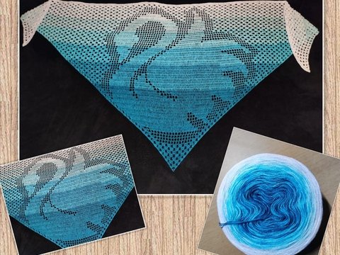 Motivtuch "Schwan", Dreiecktuch, Häkelanleitung