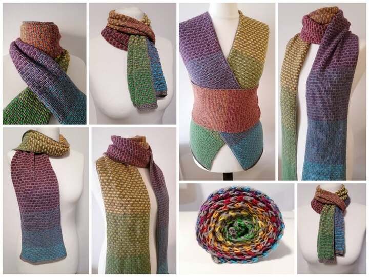 Albina - tunesisch gehäkelter Schal