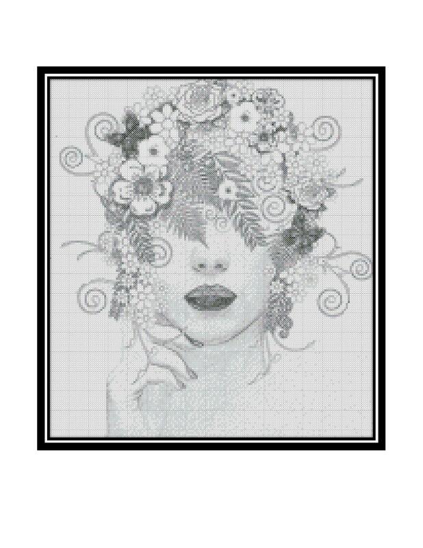 Girl cross stitch pattern