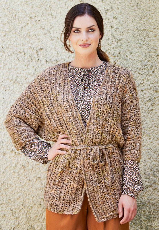 Strickanleitung: Dünne Kimonojacke in Ajourstrick mit passendem Gürtel - Bild 5