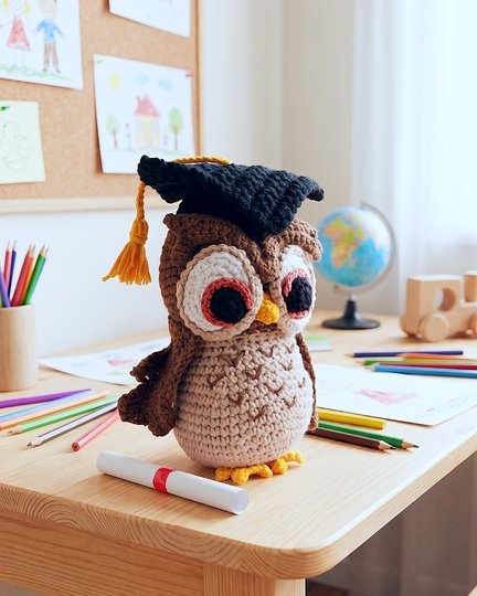 Eule Student Absolvent. Häkelanleitung