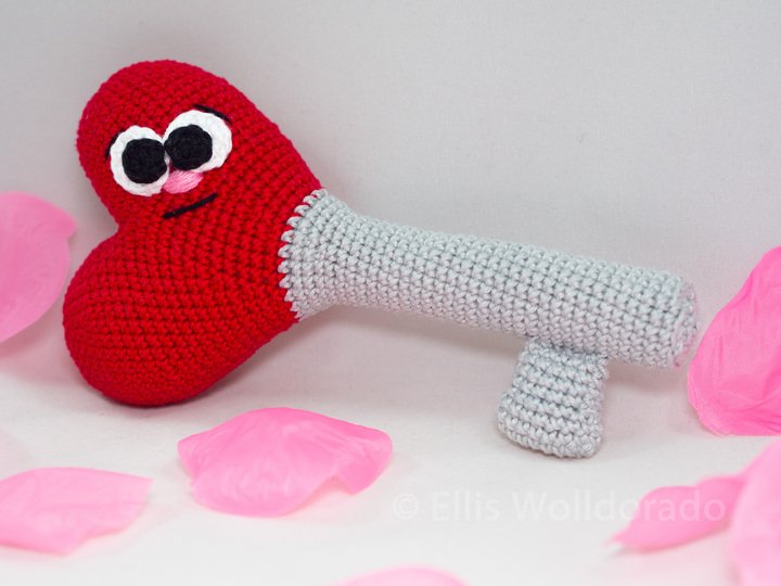 Valentins-Schlüssel "key to my heart", Häkelanleitung