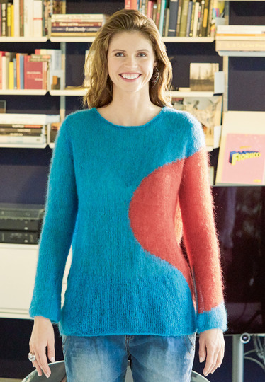 Strickanleitung: Cooles Statement: Colorblocking in Türkis und Kirschrot