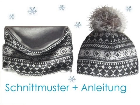 Schnitt und Anleitung Pudelmütze und Loop 9 Größen