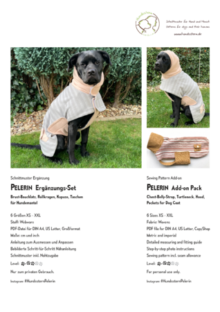 Add-on Pack for dog coat PELERIN, sewing patterns