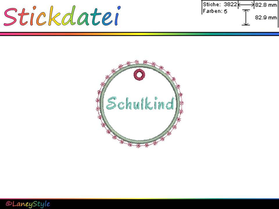 Stickdatei "Einschulung - Anhänger Schulkind" (ITH)
