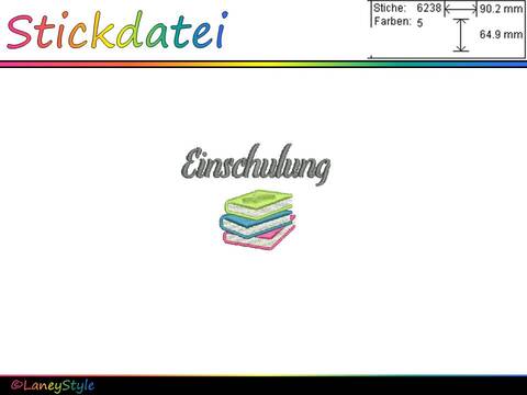 Stickdatei "Einschulung Bücher"