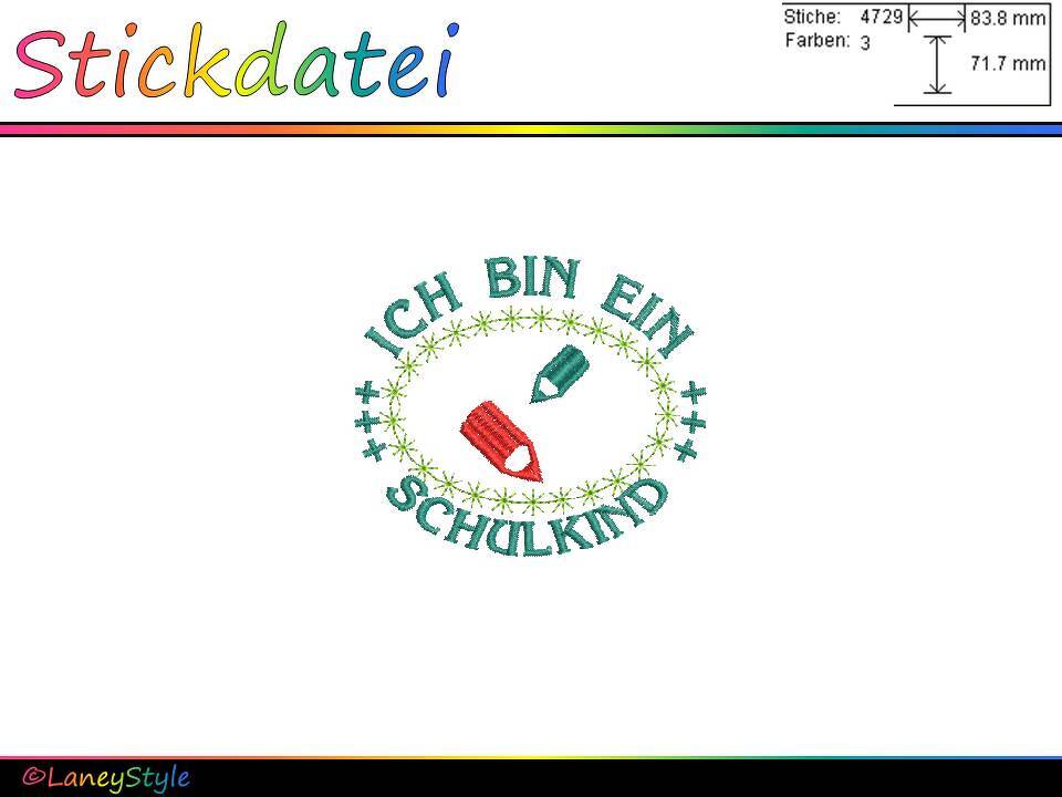 Stickdatei "ICH BIN EIN SCHULKIND" - Stifte