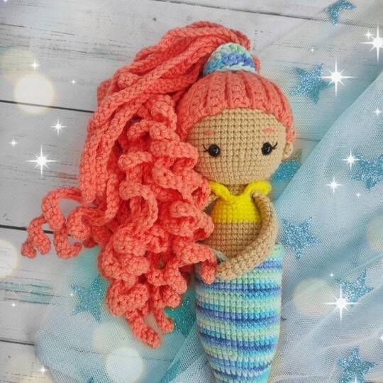 Crochet pattern mermaid, amigurumi doll