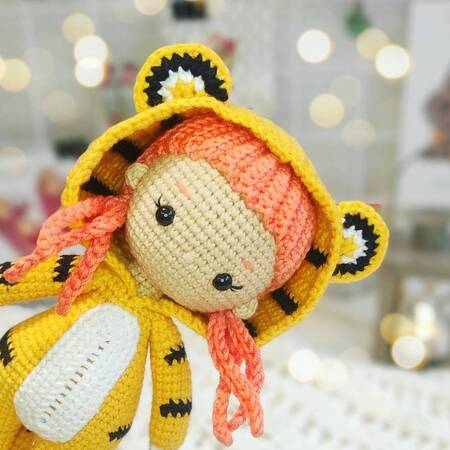 Crochet pattern amigurumi doll in tiger costume