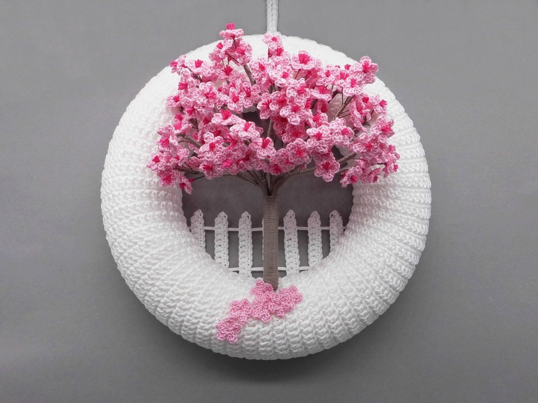 Crochet pattern cherry blossom door wreath - Image 6