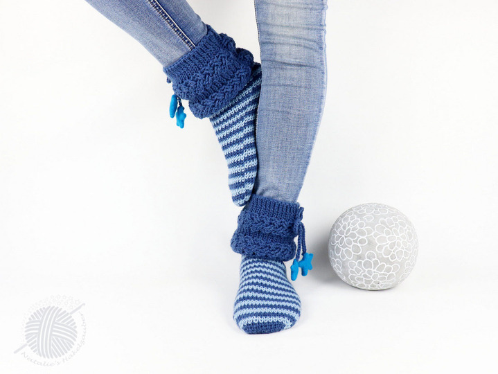 House socks "Starry night”, Sizes: 34-47, cable braid pattern