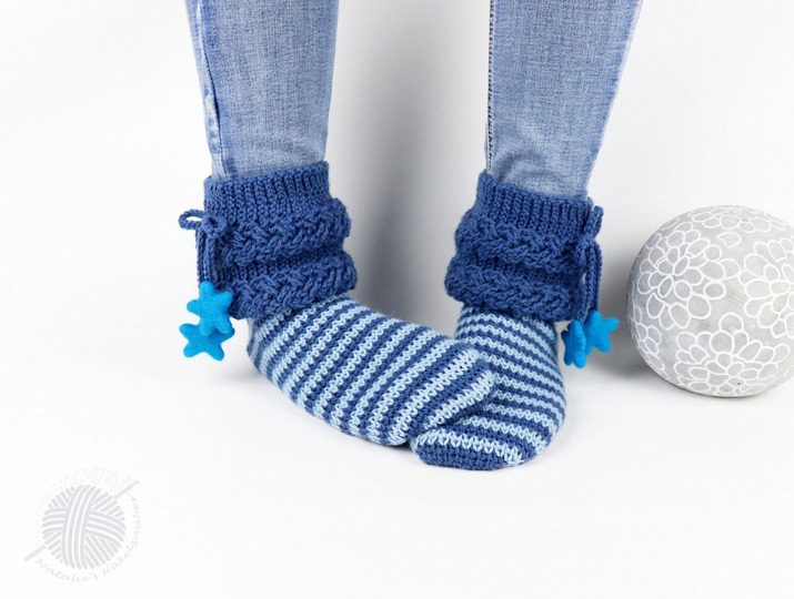 House socks "Starry night”, Sizes: 34-47, cable braid pattern