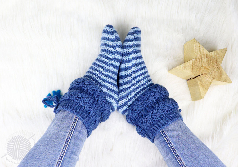 House socks "Starry night”, Sizes: 34-47, cable braid pattern