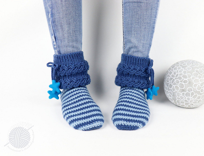 House socks "Starry night”, Sizes: 34-47, cable braid pattern