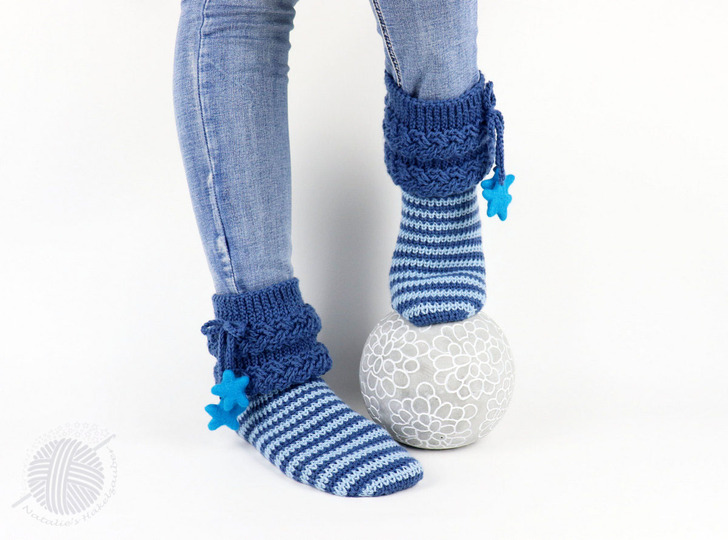 House socks "Starry night”, Sizes: 34-47, cable braid pattern