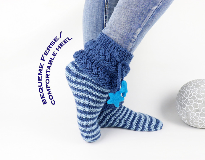 House socks "Starry night”, Sizes: 34-47, cable braid pattern