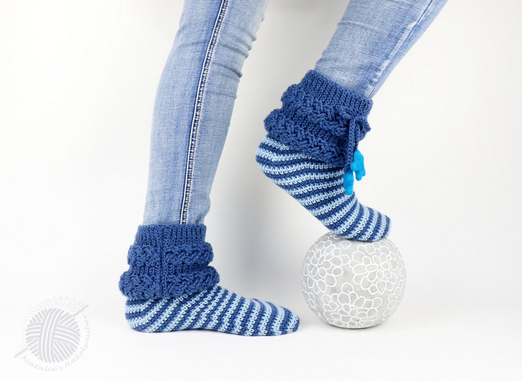 House socks "Starry night”, Sizes: 34-47, cable braid pattern