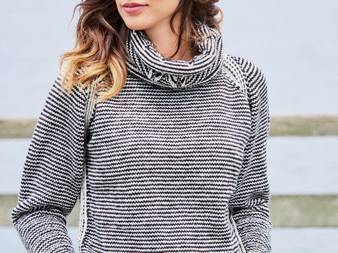 Strickanleitung: Set aus Mütze, Loop und Pulli im Zackenmuster