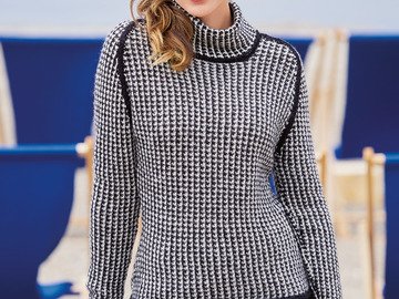 Strickanleitung: So elegant! Rollkragenpulli mit kleinem Hahnentrittmuster