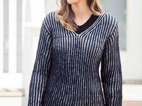 Strickanleitung: Cooler Wendepulli in zweifarbigem Patent