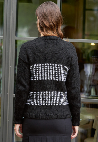 Strickanleitung: Klassischer Cardigan mit Musterstreifen im Boyfriend-Style