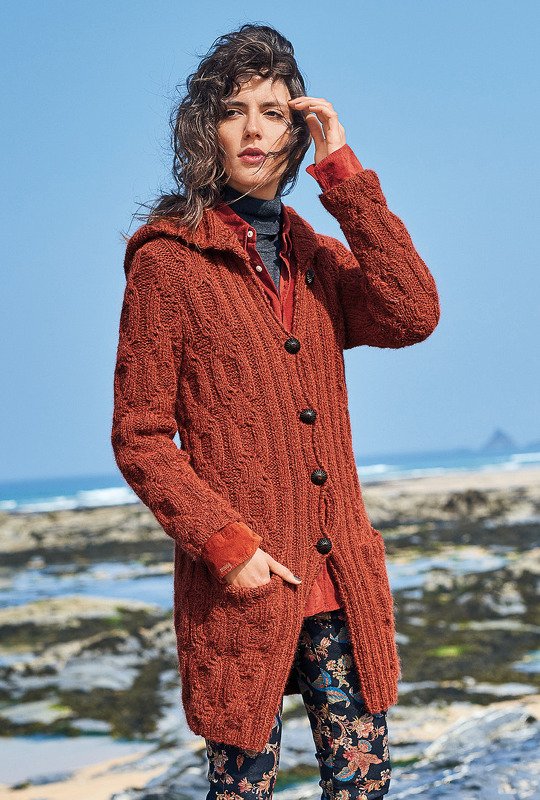 Strickanleitung: Rostfarbener Mantel mit Kapuze - Bild 4