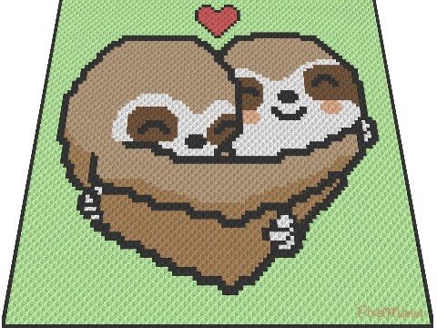 Häkelmuster * SLOTH LOVE * Grafik für C2C Decke