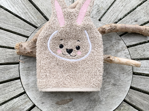 Hasen-Waschlappen Stickdatei 2 ITH 13x18 Waschhandschuh