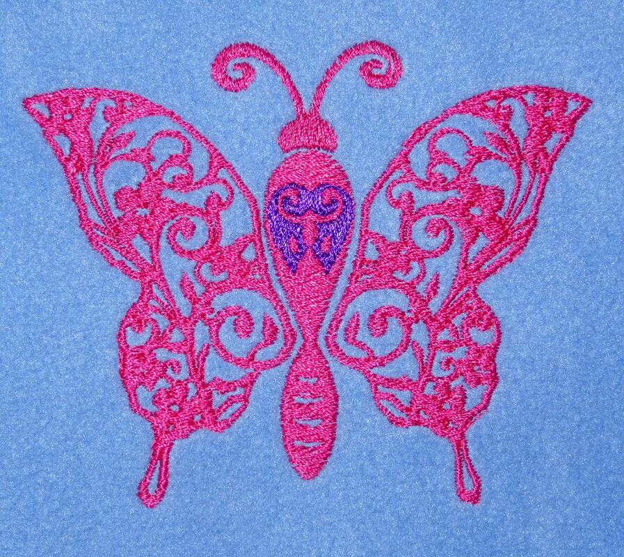 Stickdatei - Schmetterling Linie und Schnörkel Blumen Silhouette - Bild 6