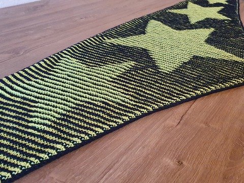 Sterne, flaches Tuch, Schattenstricken, Illusionsstricken, Motivtuch