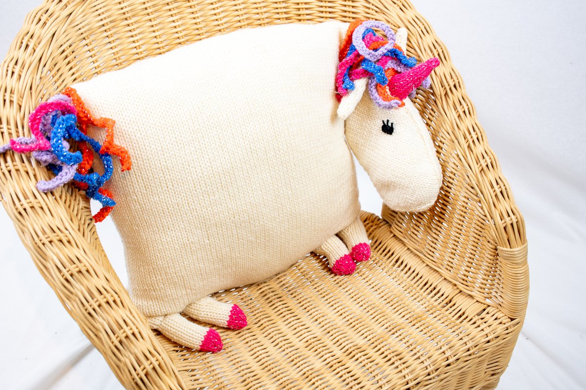 Strickanleitung Tierkissen Einhorn Lucy, größe 30x30 cm, Anfängerfreudlich - Bild 2