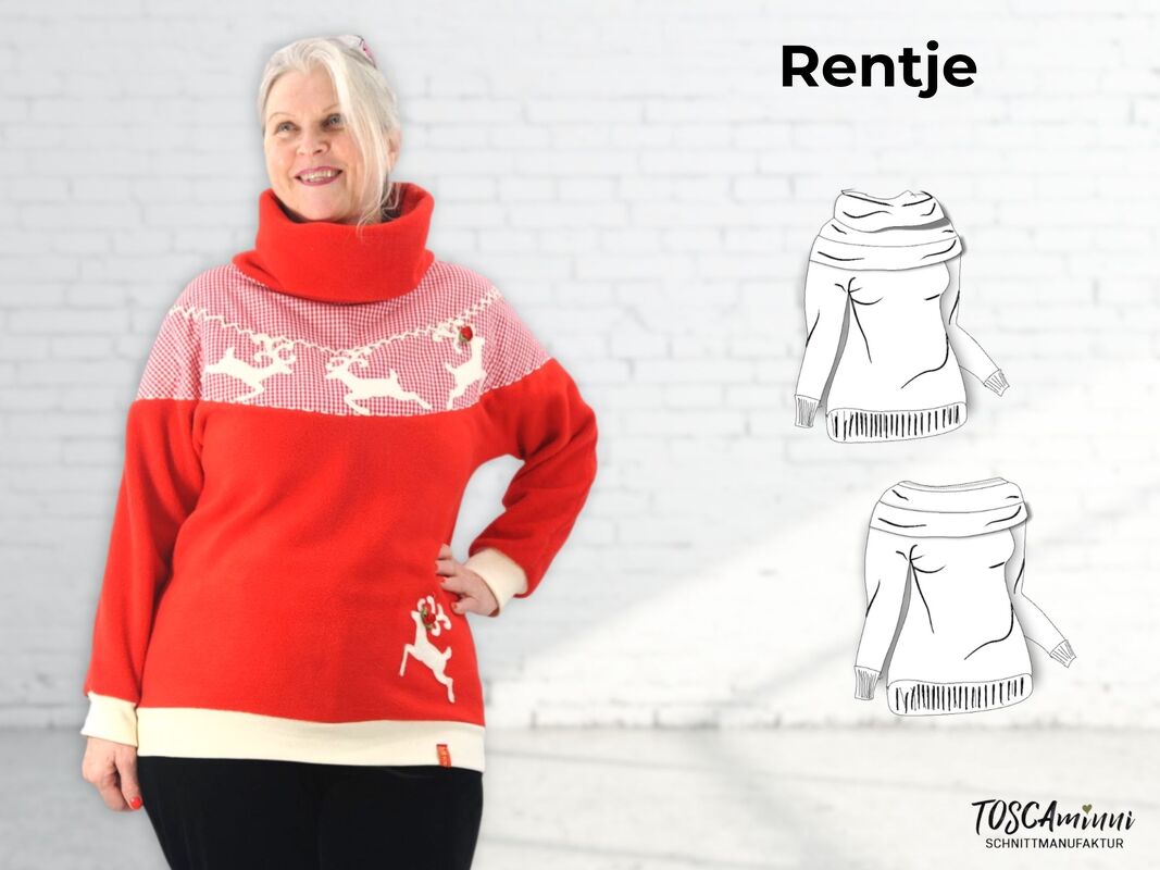 Fledermausshirt Rentje Gr. 34-54 Schnittmuster und Nähanleitung