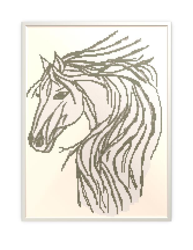 Cross stitch pattern silhouette horse head - Image 2
